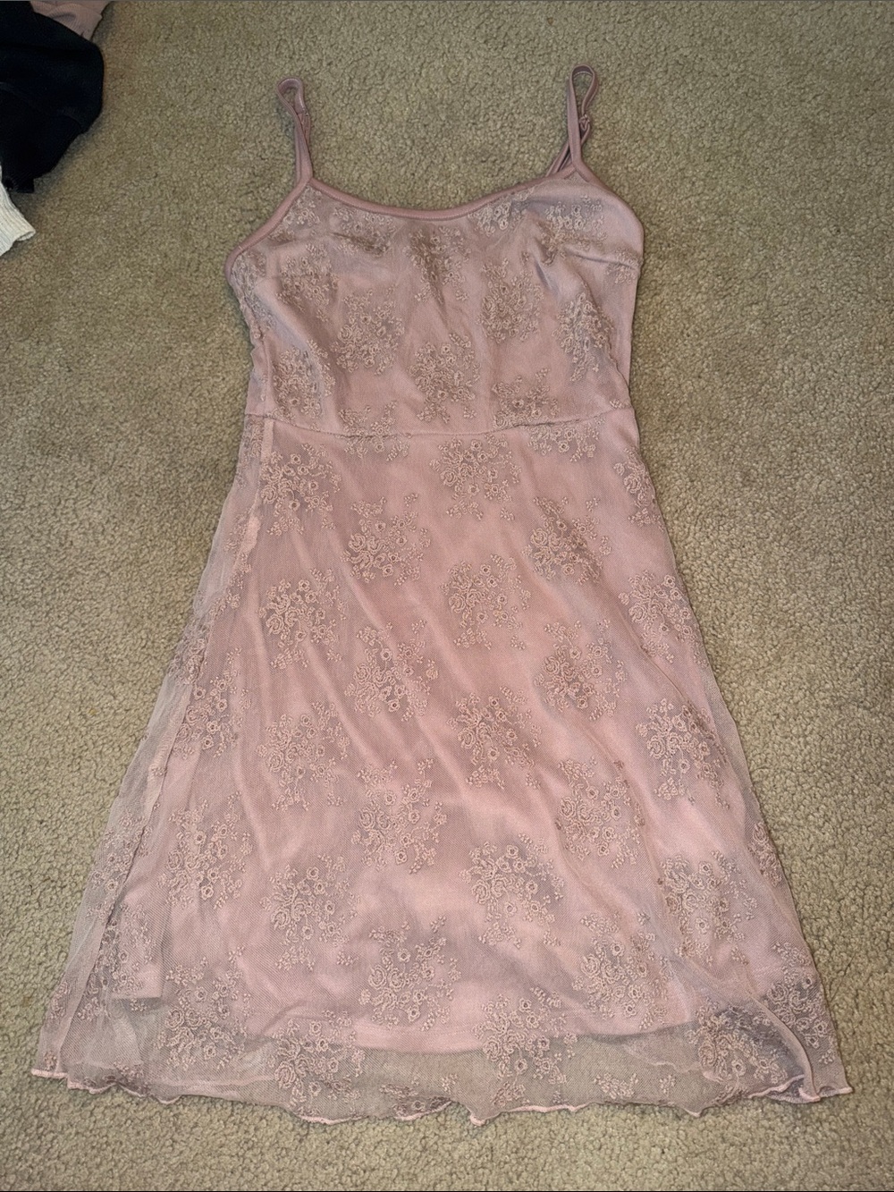 Pins & Needles Blush Pink Lace-Overlay Mini Dress